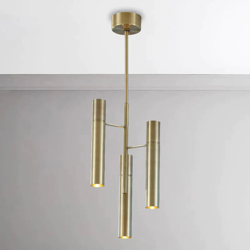 6/10 Heads Hallway Chandelier Lighting With Cylinder Metal Shade Modern Gold Hanging Lamp