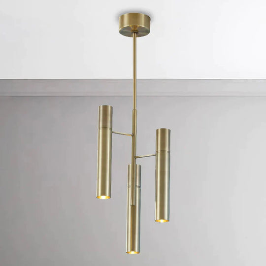 6/10 Heads Hallway Chandelier Lighting With Cylinder Metal Shade Modern Gold Hanging Lamp 6 / Brass