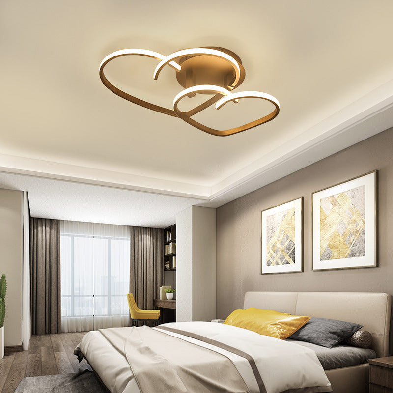 A Radiant Expression Of Love: Modern 2 - Light Led Semi - Flush Mount Ceiling Light In The Shape A