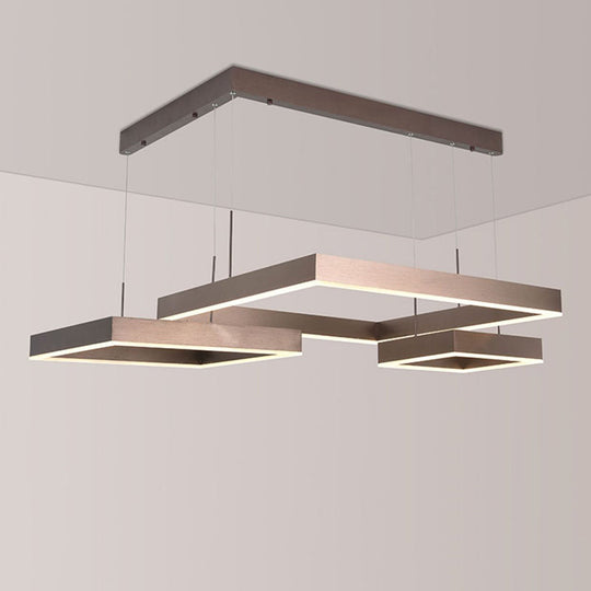 Modern Square Acrylic Led Chandelier - Coffee Finish Pendant Ceiling Light Lighting