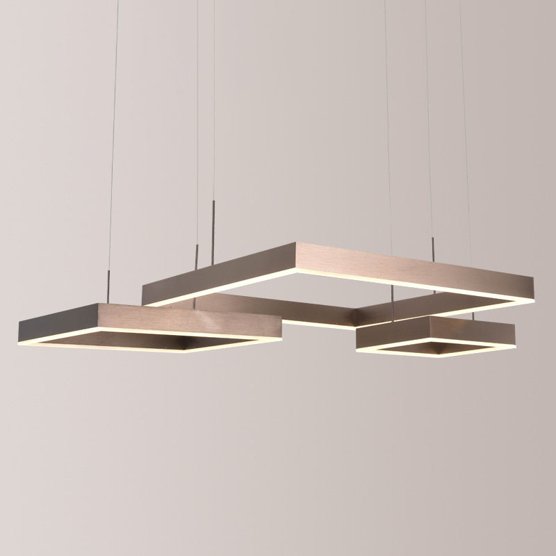 Modern Square Acrylic Led Chandelier - Coffee Finish Pendant Ceiling Light Lighting