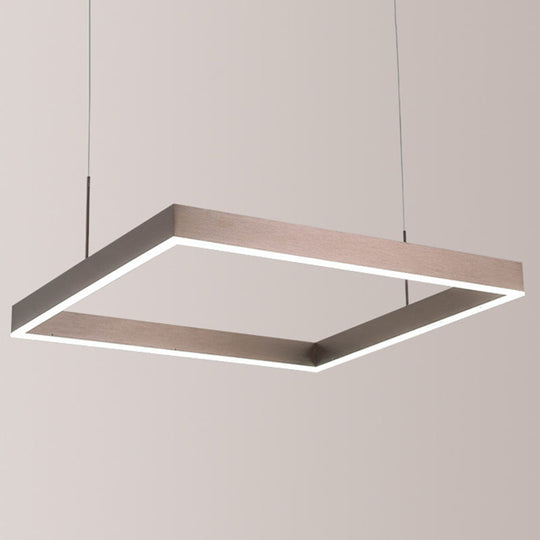 Modern Square Acrylic Led Chandelier - Coffee Finish Pendant Ceiling Light / 1 Tier Natural Lighting