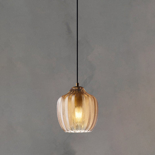 Grumium - Nordic Style Wavy Glass Pendant Ceiling Light Dining Room Dã©Cor Cognac / Barrel
