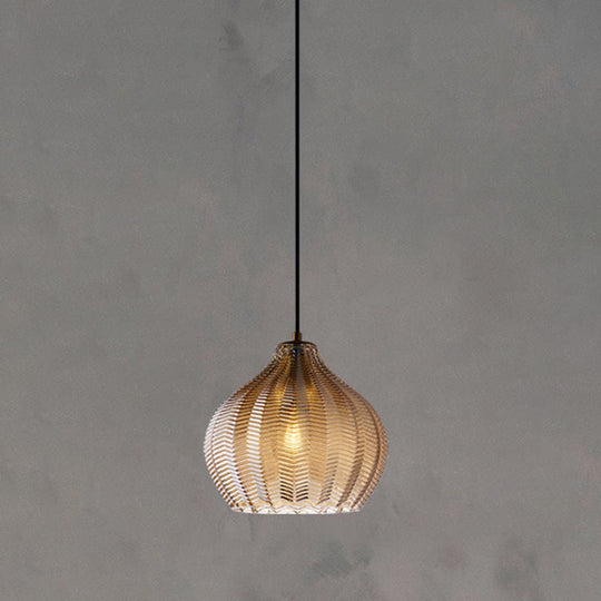Grumium - Nordic Style Wavy Glass Pendant Ceiling Light Dining Room Dã©Cor Cognac / Flower