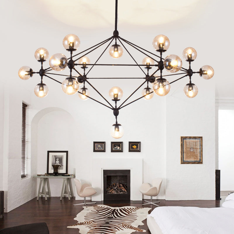 Alamak - Industrial Tan Glass Black Diamond Lattice Chandelier Stylish Living