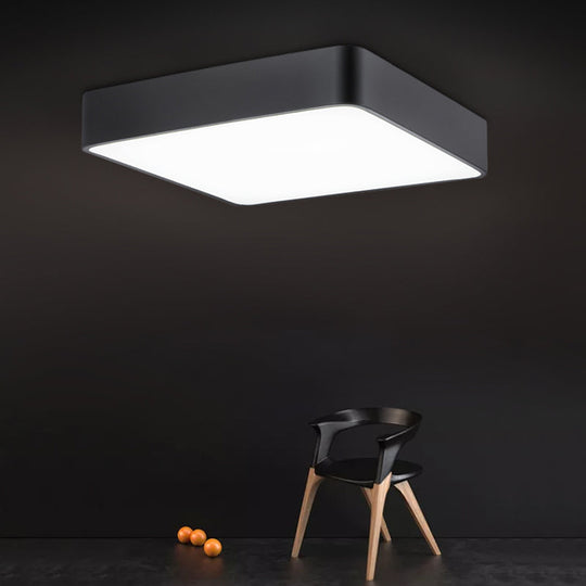 Stylish Office Illumination: Nordic Black Square Led Metal Flush Mount Ceiling Lamp