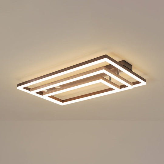Minimalist Metal Led Flush Mount Ceiling Light With Multi - Tiered Rectangle Design For Living Room
