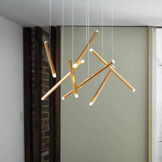 Lyla - 7 - Light Brown/Gold/Rose Gold Flute Cluster Pendant Light Simple Style 7 Lights Metal For