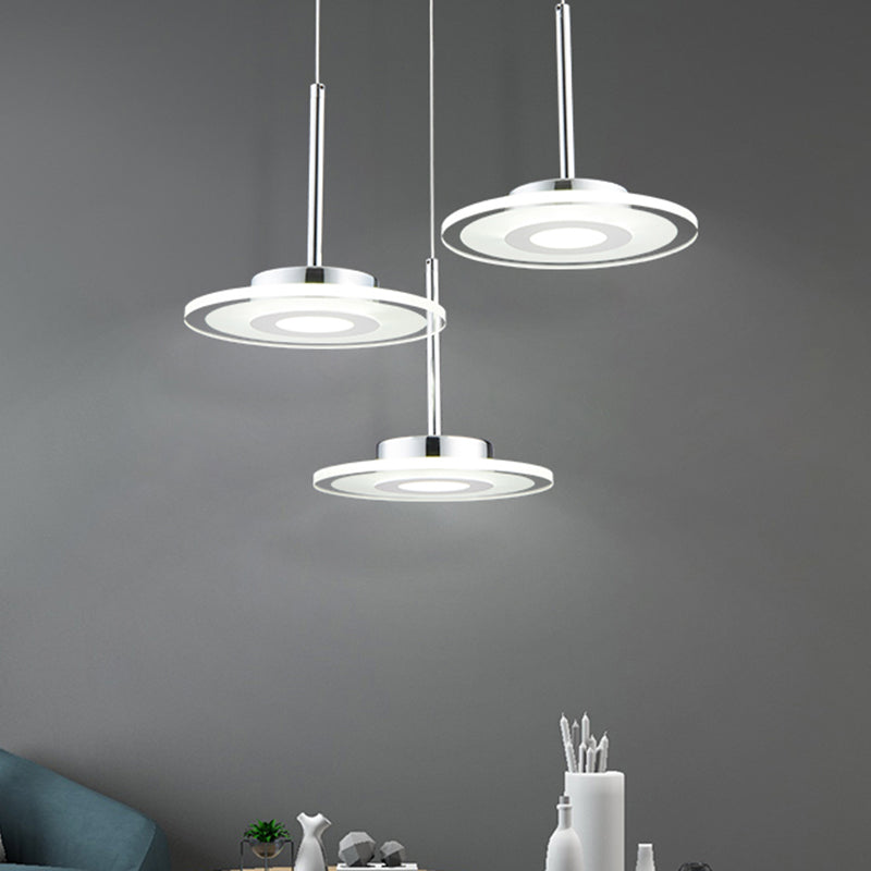 Nadã¨ge - Circular Acrylic Pendant Led Ceiling Light (Warm/White/Natural Light) White / Natural