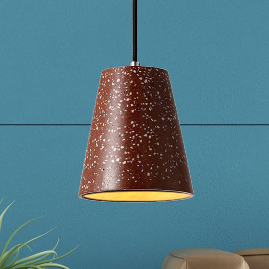 Louise - Sleek Concrete Cone Pendant Lighting Simplicity 1 Light Black/White/Brown Hanging Red