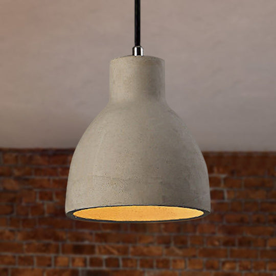 Adele - Industrial 1 Light Cement Pendant Lighting Adjustable Cord Grey