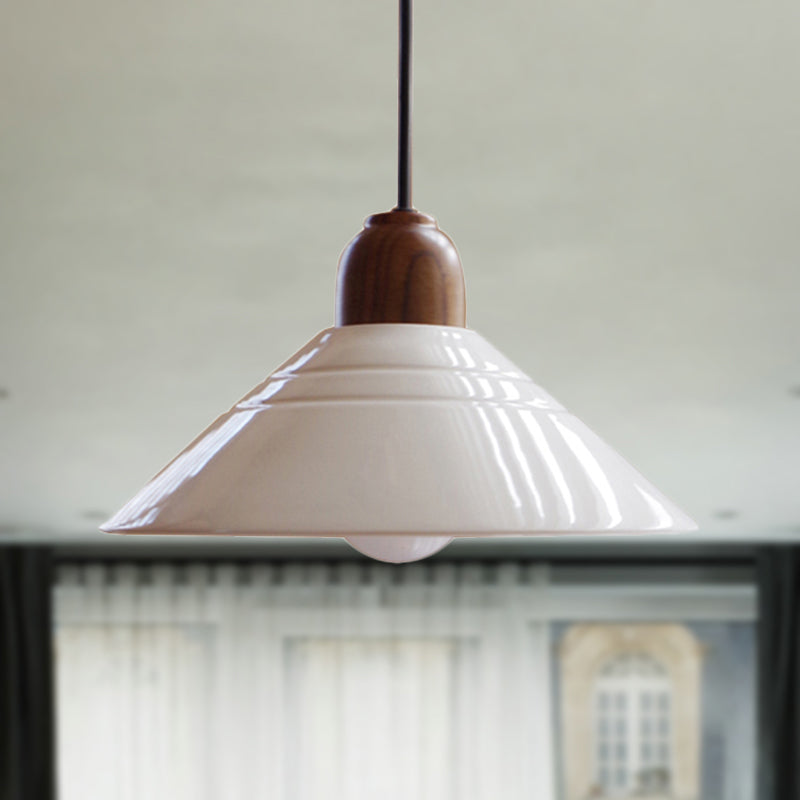 Iris - White Conic Pendant Lamp Modern Style Ceramic 1 Light Hanging Fixture For Dining Room / B