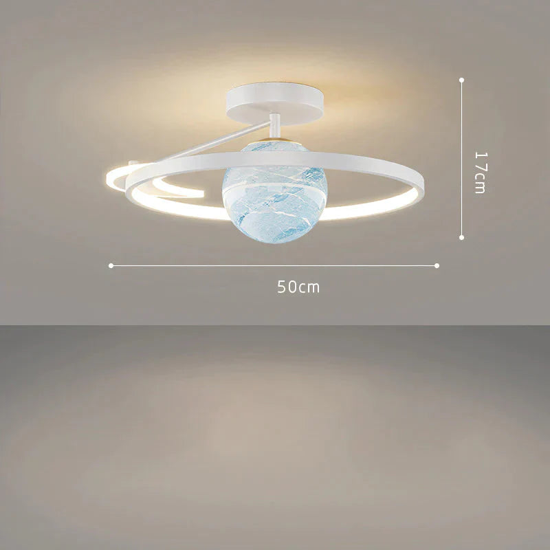 Light In The Bedroom Simple Modern Household Room Lamp Luxury Planet Ceiling B - White - 50Cm / Tri