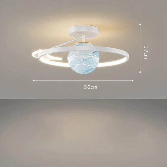 Light In The Bedroom Simple Modern Household Room Lamp Luxury Planet Ceiling B - White - 50Cm / Tri