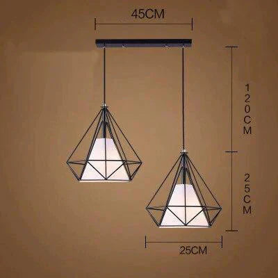 Modern Cage Pendant Light Iron Minimalist Retro Scandinavian Loft Pyramid Lamp Metal Hanging Lamp