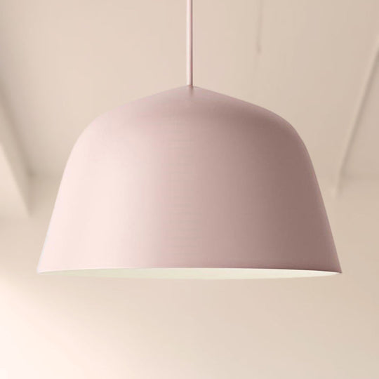Nordic Style Dome Hanging Shade Ceiling 1 Light Metal Pendant Lamp In Black/Green For Bedroom Pink
