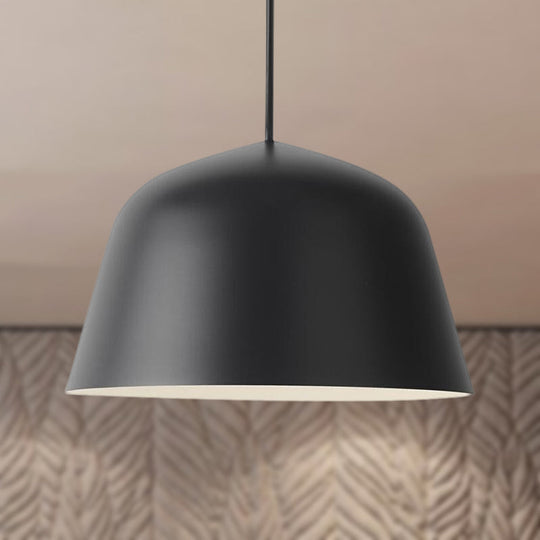 Nordic Style Dome Hanging Shade Ceiling 1 Light Metal Pendant Lamp In Black/Green For Bedroom Black