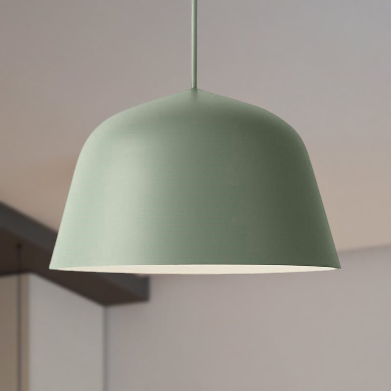 Nordic Style Dome Hanging Shade Ceiling 1 Light Metal Pendant Lamp In Black/Green For Bedroom Green