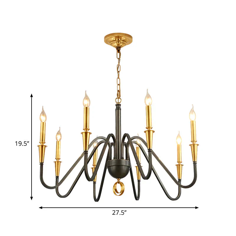 Brass Candle Ceiling Pendant Light Traditional Metal 6/8 Lights Living Room Chandelier Fixture