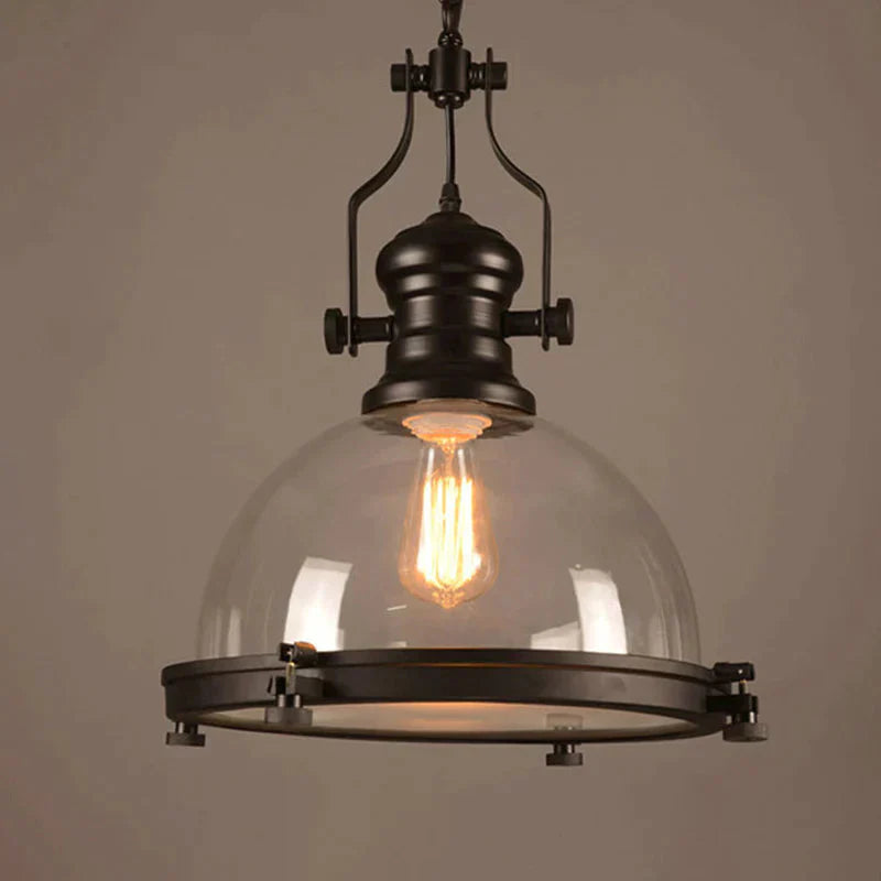 Glass Pot Shaped Suspension Lamp Industrial 1 - Light Bistro Bar Pendant Lighting In Black