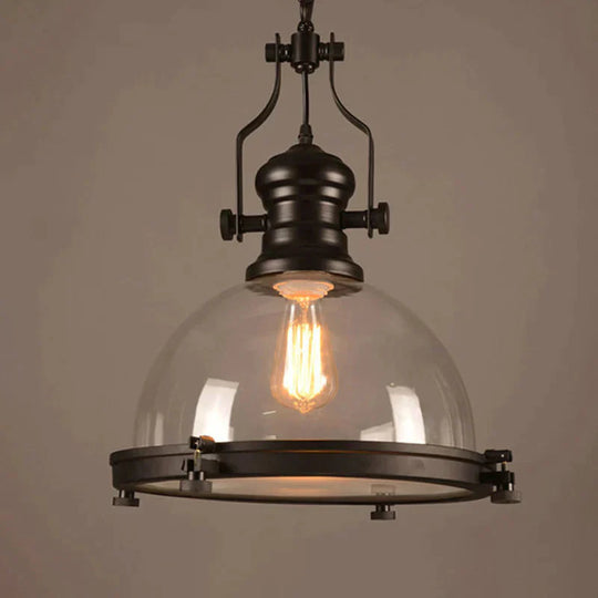 Glass Pot Shaped Suspension Lamp Industrial 1 - Light Bistro Bar Pendant Lighting In Black