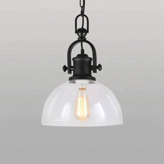 Glass Pot Shaped Suspension Lamp Industrial 1 - Light Bistro Bar Pendant Lighting In Black