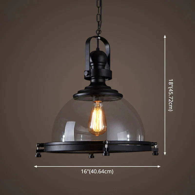 Glass Pot Shaped Suspension Lamp Industrial 1 - Light Bistro Bar Pendant Lighting In Black