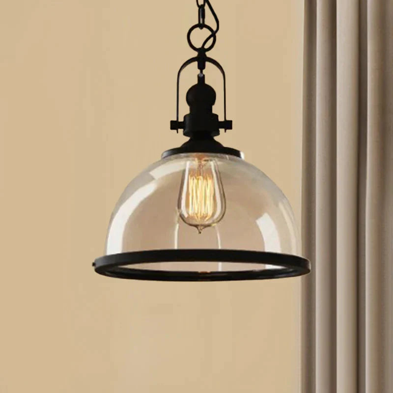 Glass Pot Shaped Suspension Lamp Industrial 1 - Light Bistro Bar Pendant Lighting In Black