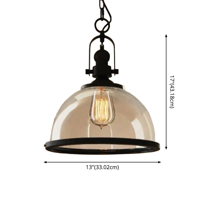 Glass Pot Shaped Suspension Lamp Industrial 1 - Light Bistro Bar Pendant Lighting In Black