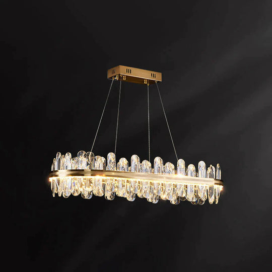 Minimalist Design Circular Crystal Chandelier In Brass / 39.5’ Rectangle