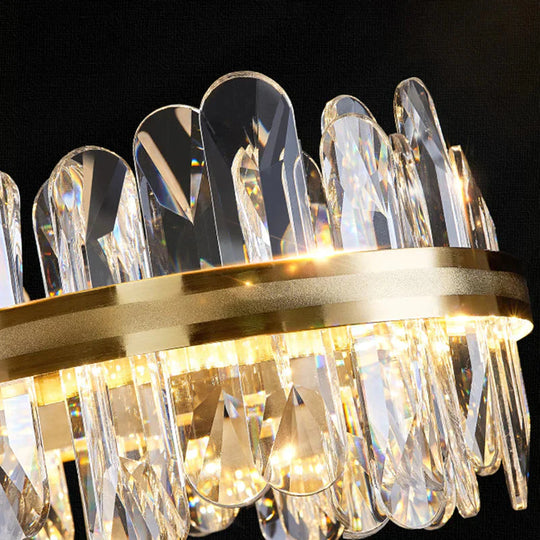 Minimalist Design Circular Crystal Chandelier In Brass