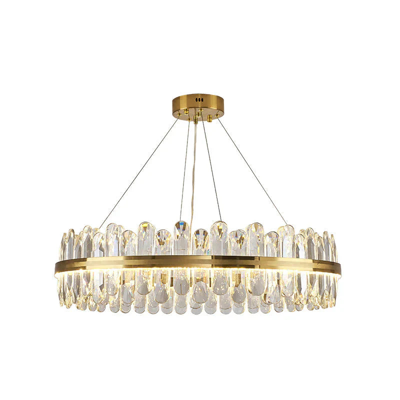 Minimalist Design Circular Crystal Chandelier In Brass