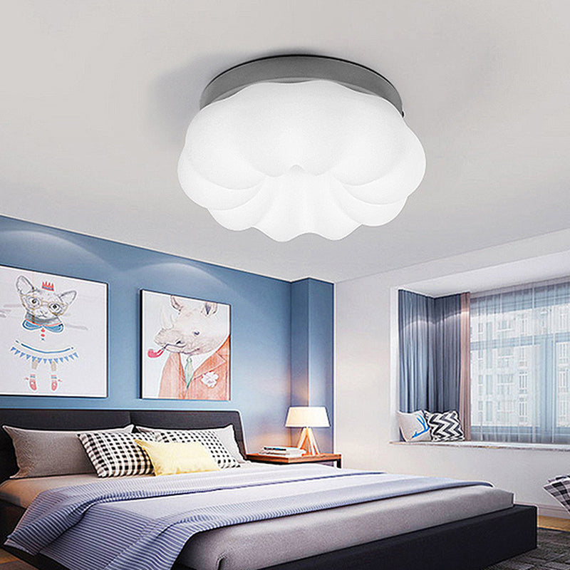 Whimsical Kids’ Room Illumination: Led Plastic Cloud Flush Mount Ceiling Light In White