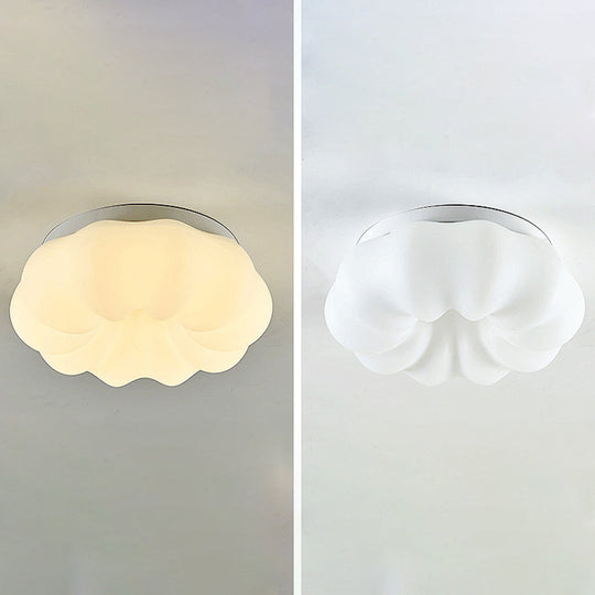 Whimsical Kids’ Room Illumination: Led Plastic Cloud Flush Mount Ceiling Light In White