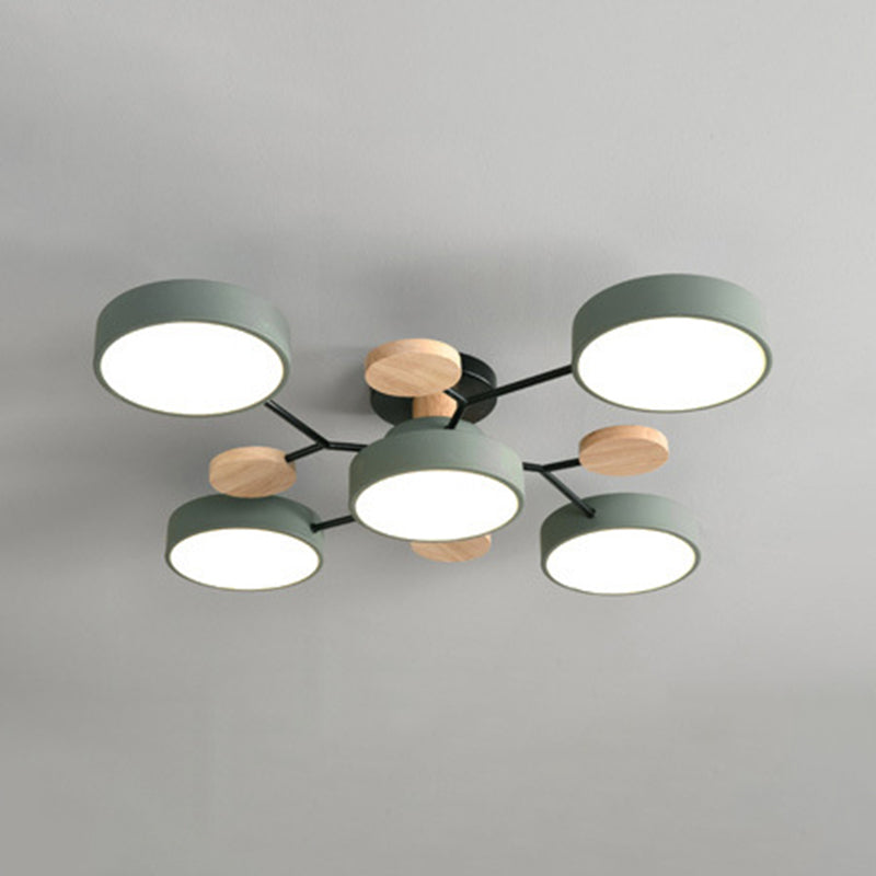 Samantha - Semi Flush Mount Light Macaron Led Acrylic Semi - Flush Ceiling Fixture 5 / Green White