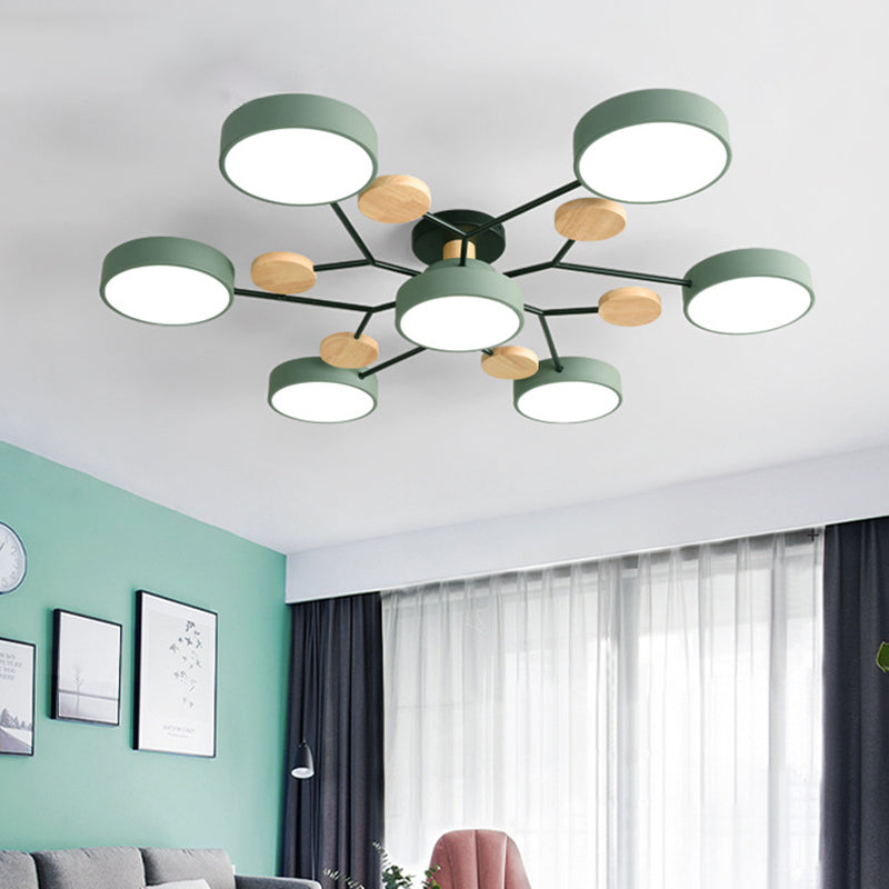 Samantha - Semi Flush Mount Light Macaron Led Acrylic Semi - Flush Ceiling Fixture 7 / Green White