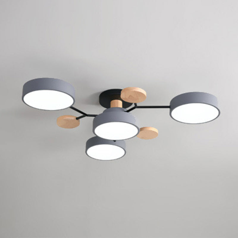 Samantha - Semi Flush Mount Light Macaron Led Acrylic Semi - Flush Ceiling Fixture 4 / Grey White