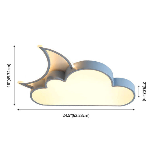 Dreamy Bedroom Glow: Nordic Led Cloud And Moon Metal Flush Mount Ceiling Light