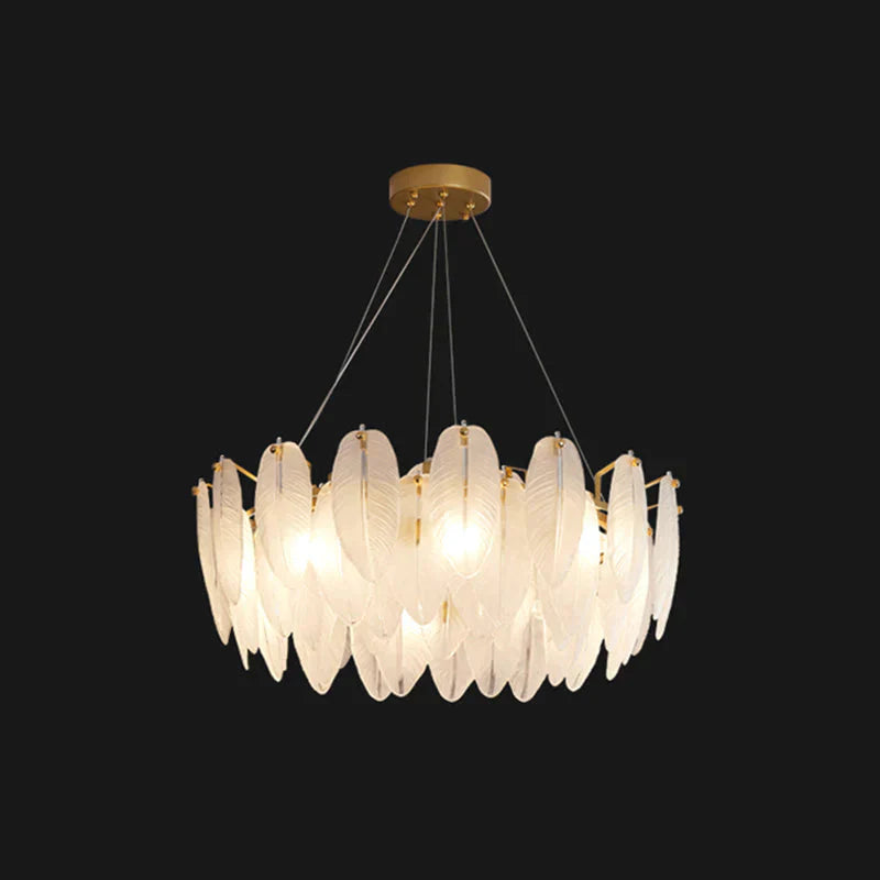 Modern Crystal Feather Hanging Chandelier Light With Clear Glass Lamp Shade 8 /
