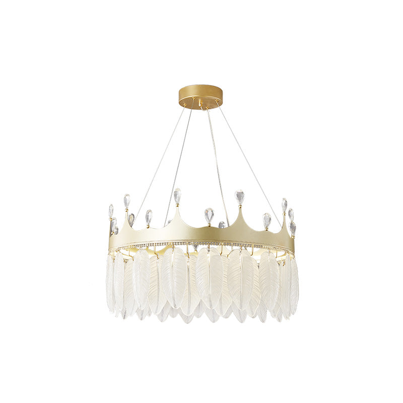 Liliana - Modern 3 - Colored Led Crystal Feather Chandelier Lamp Crown Shape Hanging With Clear