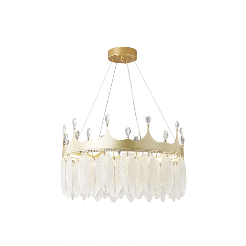 Liliana - Modern 3 - Colored Led Crystal Feather Chandelier Lamp Crown Shape Hanging With Clear