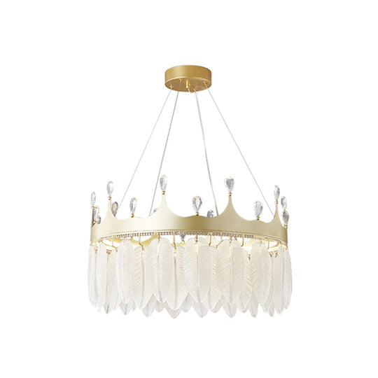 Liliana - Modern 3 - Colored Led Crystal Feather Chandelier Lamp Crown Shape Hanging With Clear