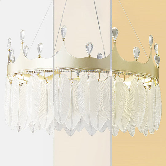 Liliana - Modern 3 - Colored Led Crystal Feather Chandelier Lamp Crown Shape Hanging With Clear