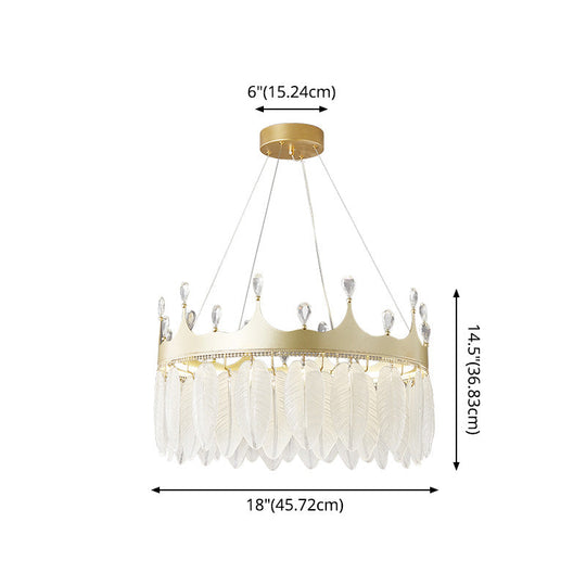 Liliana - Modern 3 - Colored Led Crystal Feather Chandelier Lamp Crown Shape Hanging With Clear