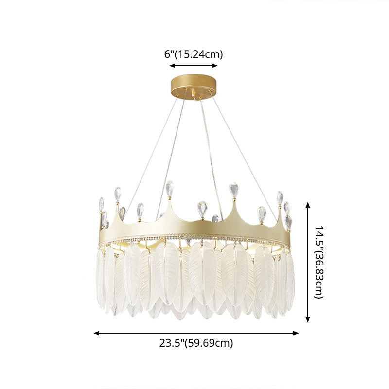 Liliana - Modern 3 - Colored Led Crystal Feather Chandelier Lamp Crown Shape Hanging With Clear