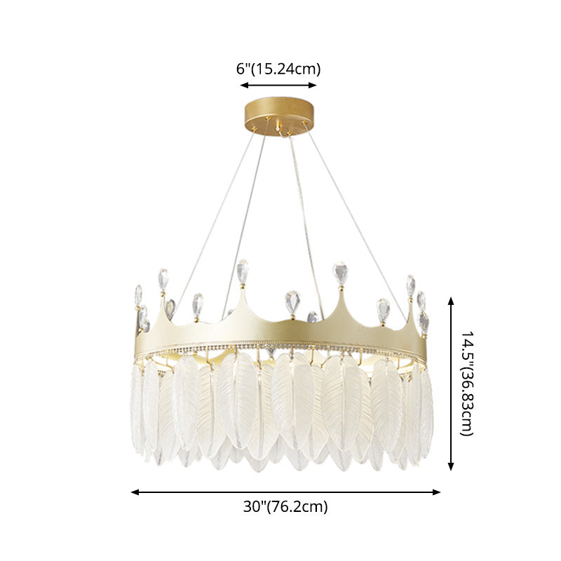 Liliana - Modern 3 - Colored Led Crystal Feather Chandelier Lamp Crown Shape Hanging With Clear