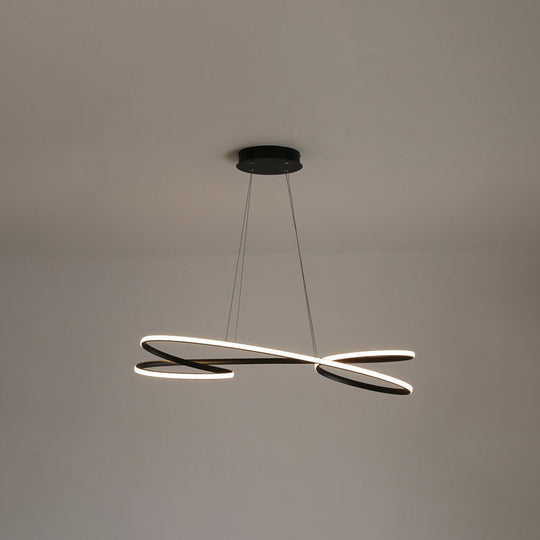 Merga - Modern Led Chandelier: Simplicity Line Aluminum Hanging Light Black / 29.5