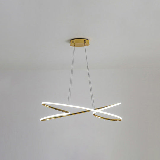 Merga - Modern Led Chandelier: Simplicity Line Aluminum Hanging Light Gold / 29.5