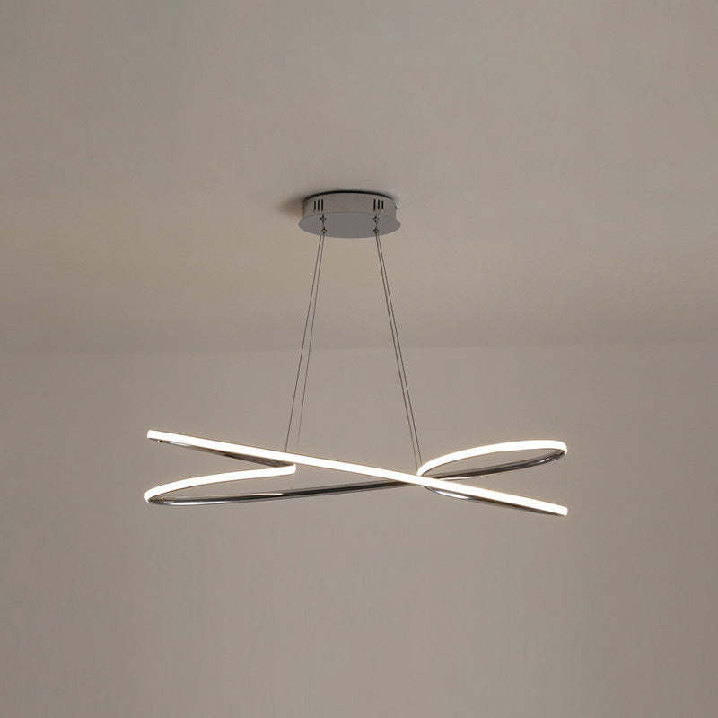 Merga - Modern Led Chandelier: Simplicity Line Aluminum Hanging Light Chrome / 37.5