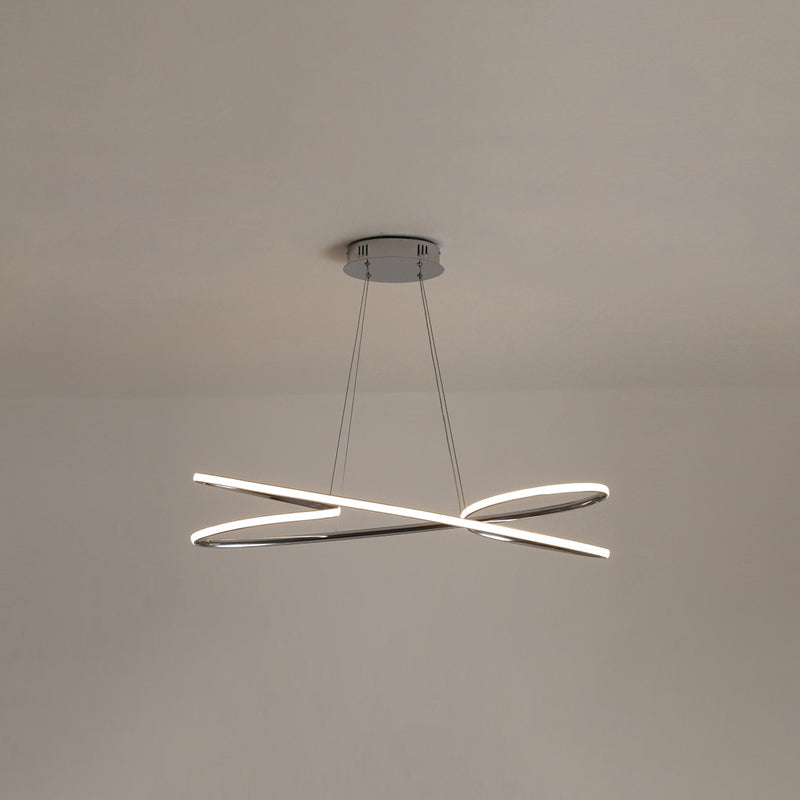 Merga - Modern Led Chandelier: Simplicity Line Aluminum Hanging Light Chrome / 29.5